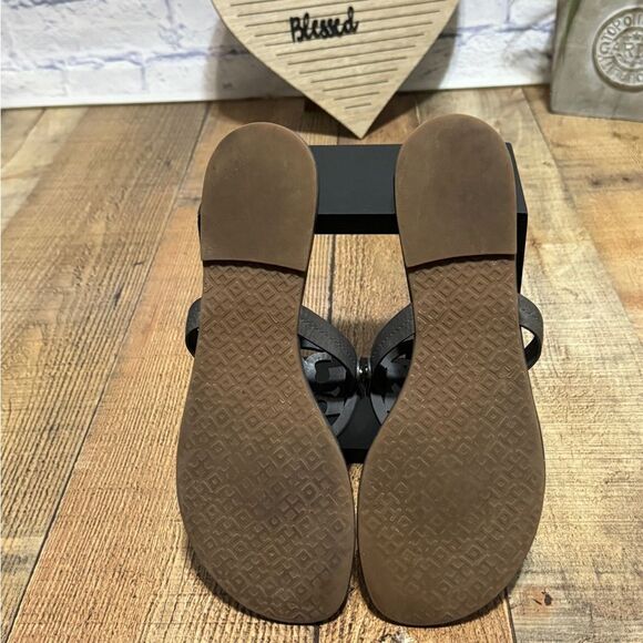 Tory Burch Miller Sandals Leather Dark Gray Matte Flip Flop Size 9 - Picture 6 of 11